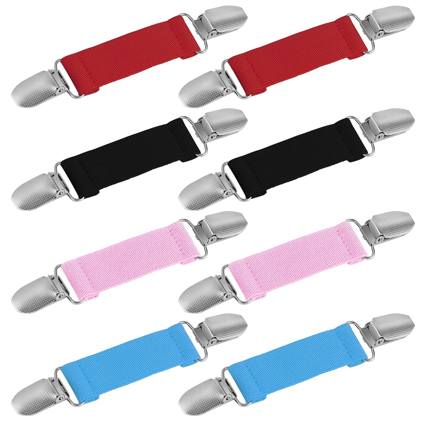 Lusofie 8 Pieces Elastic Mitten Clips Stainless Steel Glove and Mitten Clips Companion for Women Girls Kids Adults Outdoor Travel Accessory Silver