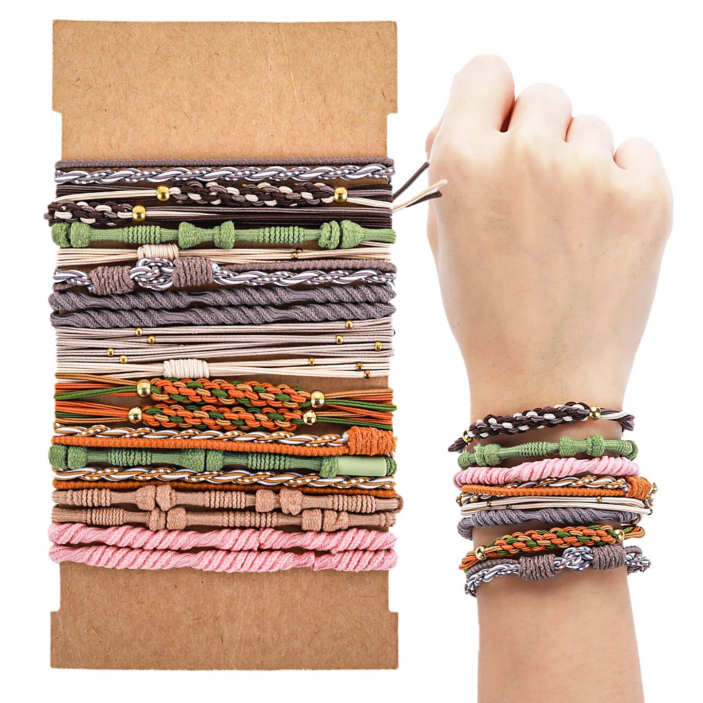 Yolev 20 Pcs Boho Hair Ties for Women Elastics Hair Ties Ponytail Holders Boho Hair Ties Bracelets Cute Hair Ties for Thick Thin Hair