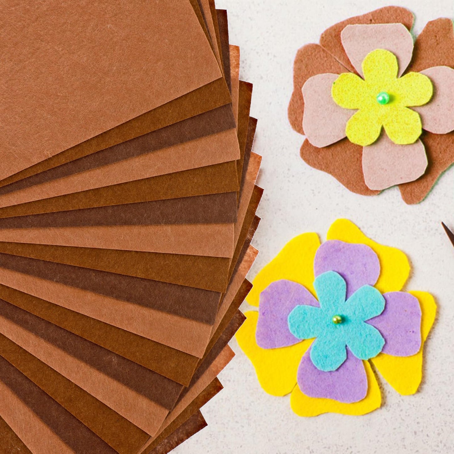 Lusofie Brown Felt Sheets 18 Pcs Felt Fabric Sheets Brown Felt Soft Felt Sheets Felt Fabric for Crafts DIY Craft Sewing Patchwork Art Projects 3 Colors 11.81 x 7.87 Inch (Brown)