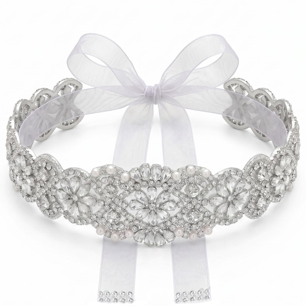 HaiFafafaing Wedding Dress Belt Peal Wedding Belt for Bride Dress Crystal Bridal Belts Glitter Ribbon Peal Belts for Women Formal Evening Bridesmaid Special Occasion