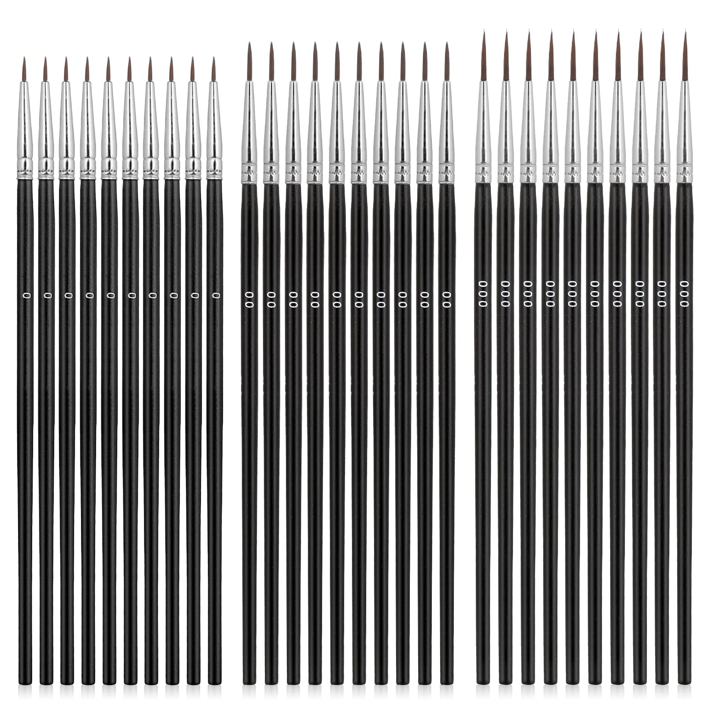60pcs Fine Detail Paint Brushes with 3 Size #0#00#000, Miniature Artist Painting Brushes, Thin Paint Brushes for Acrylic, Watercolor, Oil, Face, Nail, Scale Model Painting, Line Drawing