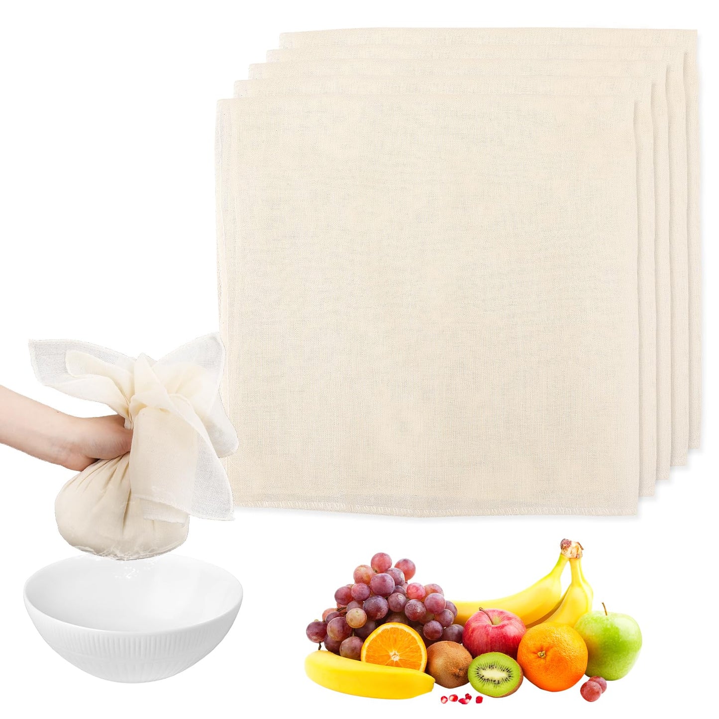 8Pack Cheese Cloths for Cooking 20x20 Inch Hemmed Organic Cheese Cloth Grade 100 Reusable Cheese Cloths for Straining Unbleached Cheesecloth for Cooking and Cheese Making
