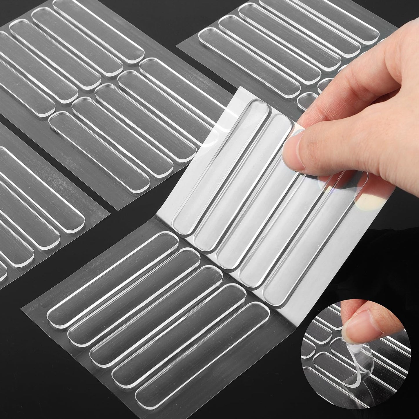 60Pcs Cabinet Door Bumpers Clear Bumpers for Cabinets, Rubber Bumpers Self Adhesive Cabinet Pads Bumpers Quiet for Soundproofing And Anti-Slip Protection Of Furniture(2.48 X 0.39 X 0.078inch)