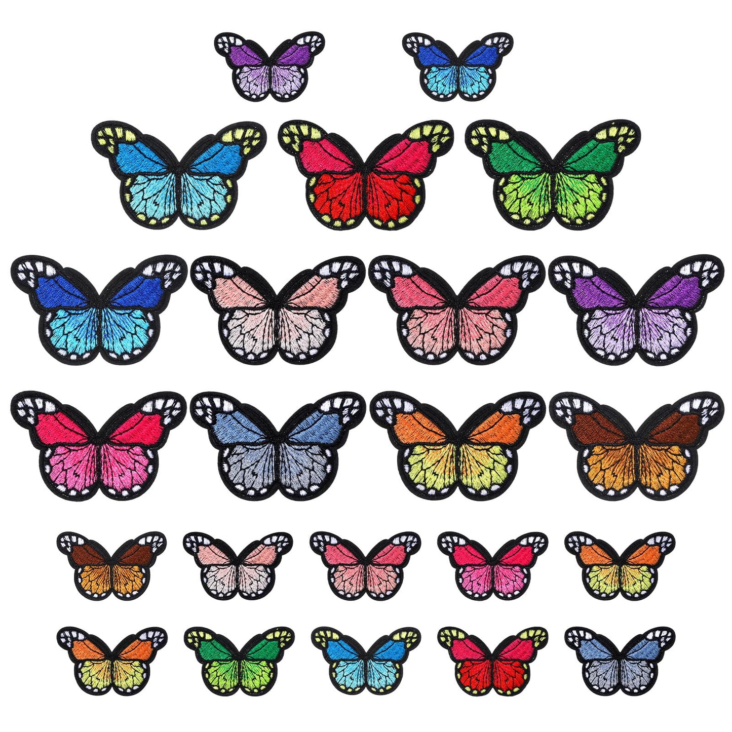 Lusofie 23 Pcs Butterfly Embroidery Patches Cute Butterfly Iron On Patches Applique 2 Size Sew Jean Patches for DIY Decoration T-Shirt Backpack Hoodies Shoes Bags