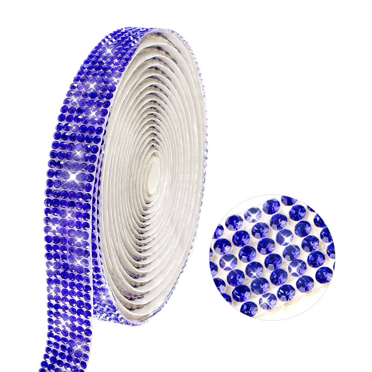 Self Adhesive Rhinestone Ribbon Rhinestone Strips Diamond Ribbon Bling Gemstone Sticker Roll for DIY Arts Crafts Phone Car Decoration (Dark Blue)