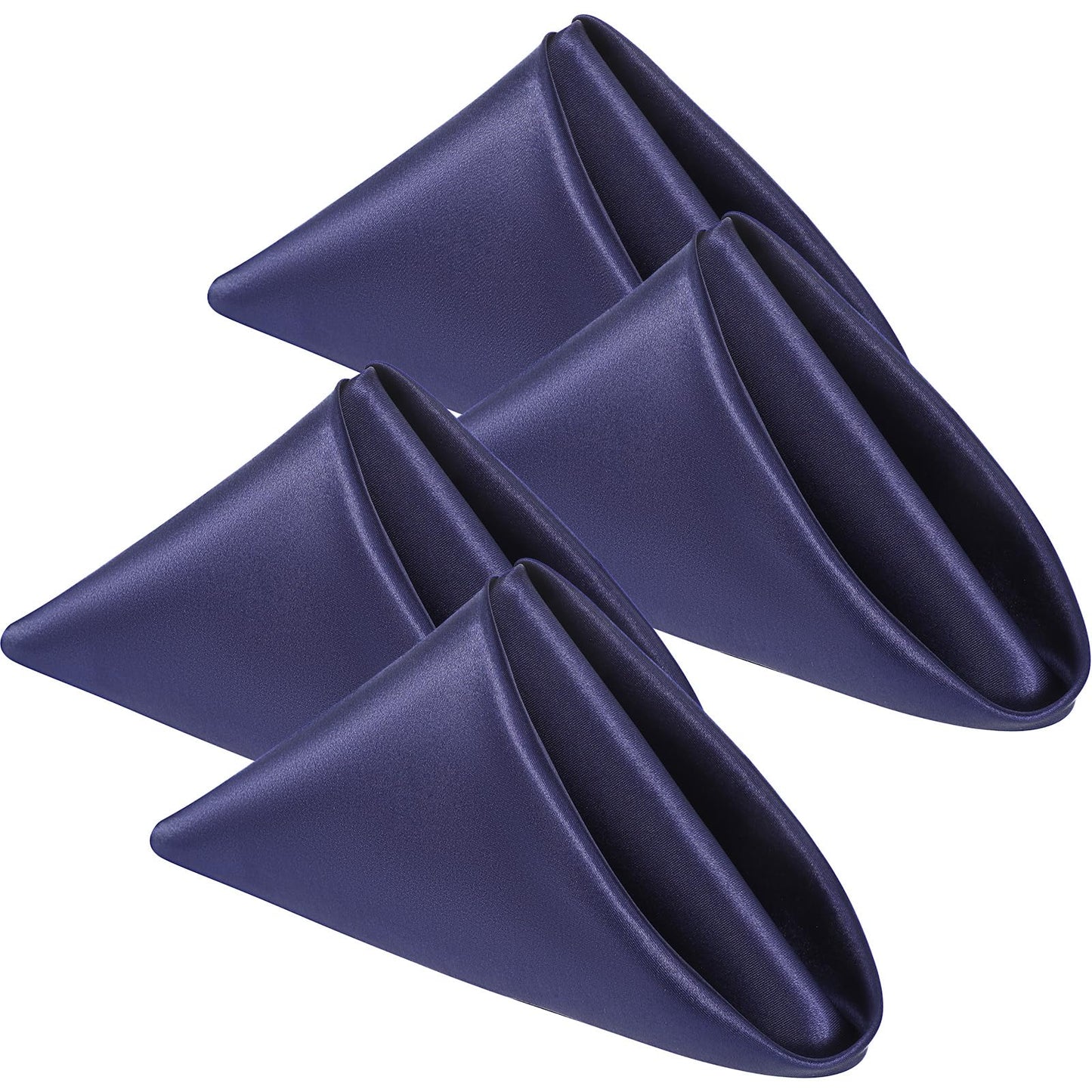 4 Pcs Navy Blue Napkins Cloth,17 X 17 Inch Solid Washable Cloth Napkins,Heavy Duty Polyester Satin Dinner Napkin Clothes with Hemmed Edges, Great for Weddings, Parties, Banquets Dinner & More