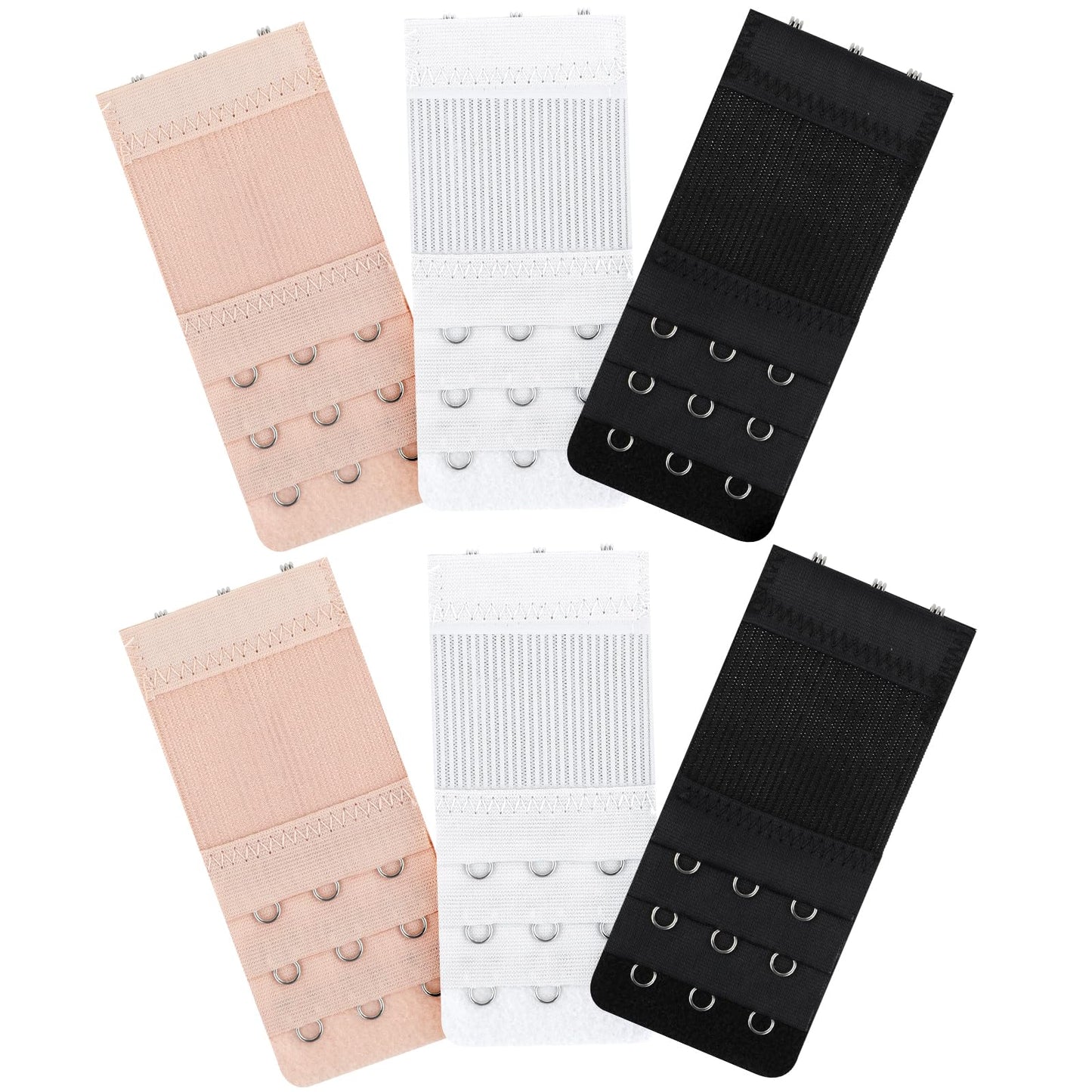 Lusofie 6 Pack Elastic Bra Extenders 3 Hook 3 Row Soft and Comfortable Bra Strap Extender Bra Band Extender for Women (3 Colors)