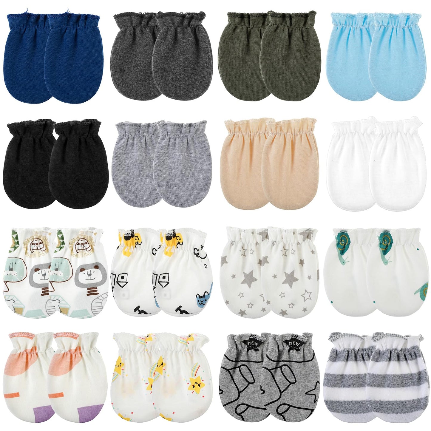 Lusofie 16 Pairs Cotton Baby Mittens Soft Newborn Mittens 0-6 Months Newborn Mittens No Scratch Elastic Baby Gloves For Infant Baby Newborn Essentials