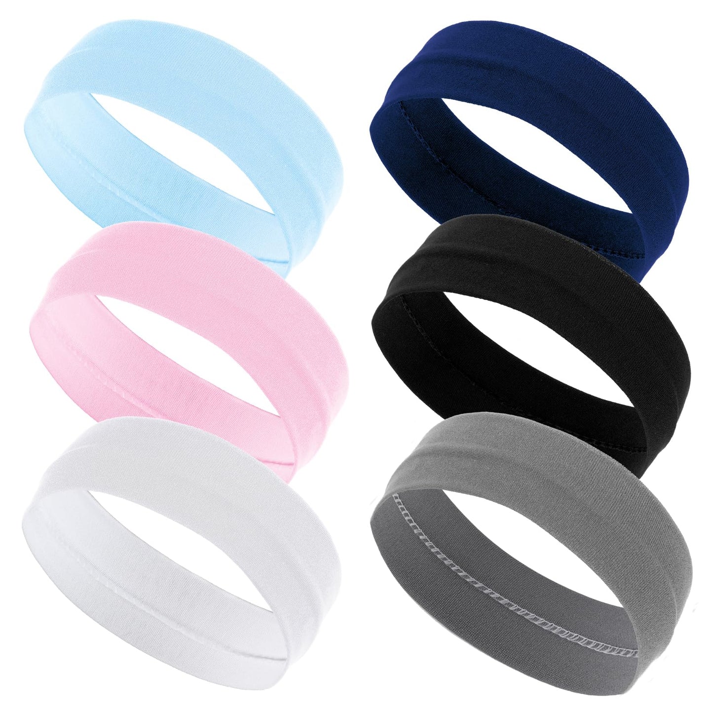 Lusofie 6 Pcs Elastic Headbands for Women Non-Slip Head Bands Soft Sweat Wicking Stretchy Headbands for Women Girls