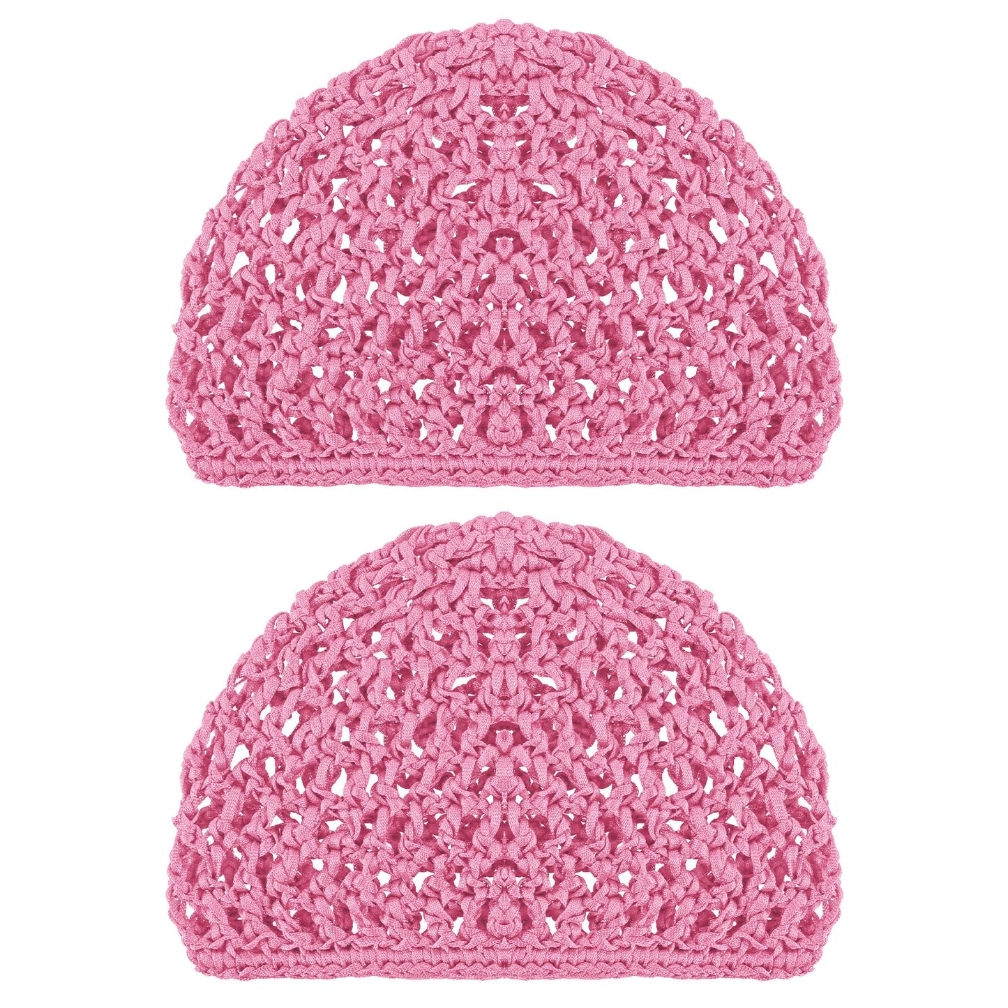 IVINA VITAE 2PCS Mesh Crochet Hair Net Snoods for Women Knit Snood Hat Crocheted Hairnet Snoods Cover Crocheted Sleep Cap Rayon Hair Cover Accessory for Sleeping Thick Short (pink)