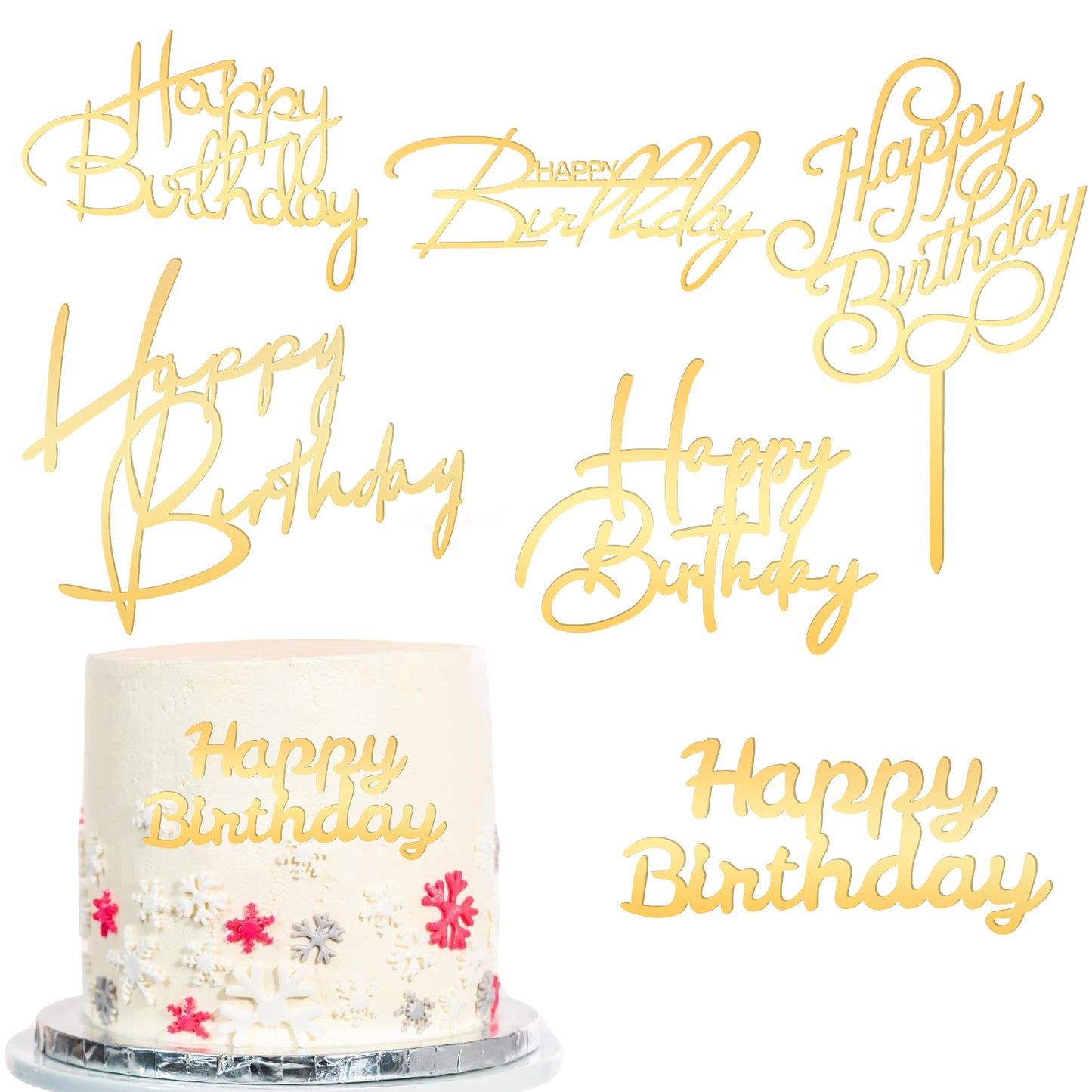 Acrylic Cake Topper Side Cake Decorations Gold Cake Inserts Cake Decorating