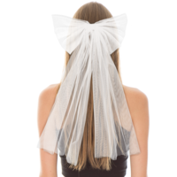 Tucnoeu Bikini Bow White Tulle,Bridal Veil,Elegant Bridal Bow Veil for Weddings, Pool Party,Bachelorette Parties, and More