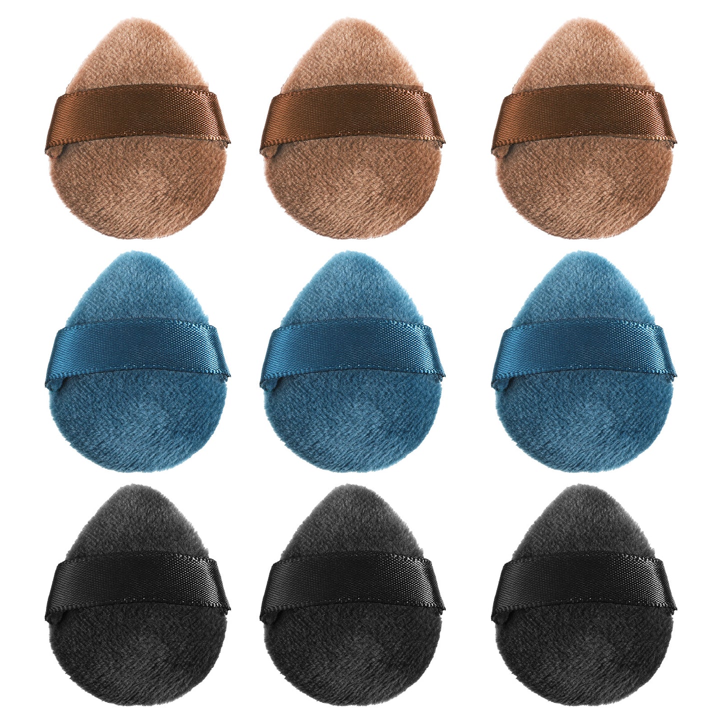 9PCS Mini Powder Puff, Reusable Small Triangle Powder Puff, Portable Drop-Shaped Finger Puffs for Blush, Highlight, Shadow, Loose Powders, Setting Makeup, Creating a Natural Delicate Makeup Look