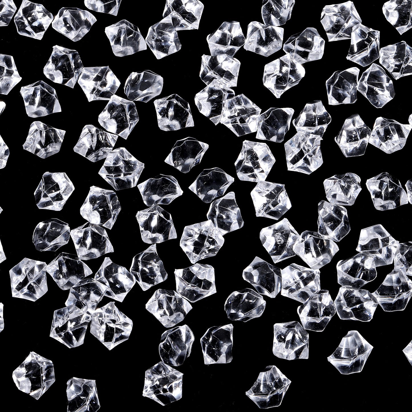 Josojoou 300Pcs Fake Ice Cubes Clear Acrylic Crushed Rocks Vase Fillers Plastic Diamonds for DIY Party Table Scatter Prop Wedding Decoration Accessories