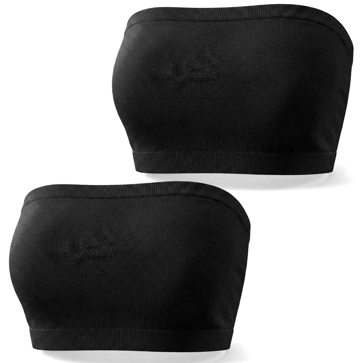 Ziuohaa 2 pcs Black Black Bandeau top - Strapless Tube Tops for Women Sport - One Size Non-Padded Cleavage Cover up for Low Neckline