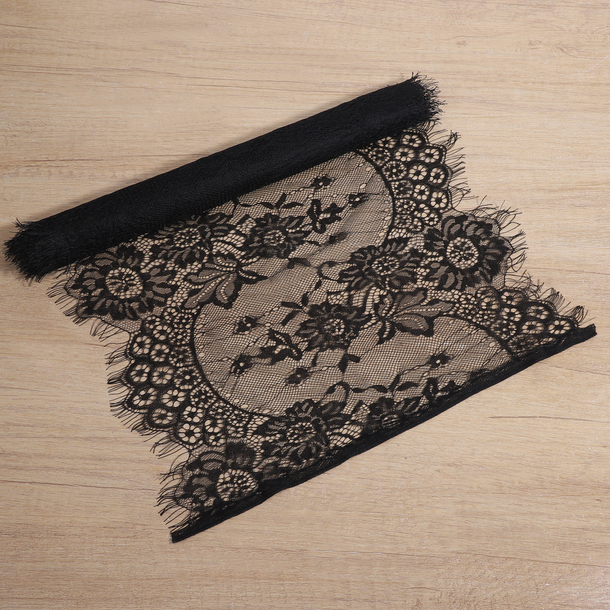 Gemoioio 3 Yards Black Lace Fabric Flower Trim Ribbon, Floral Lace Trim