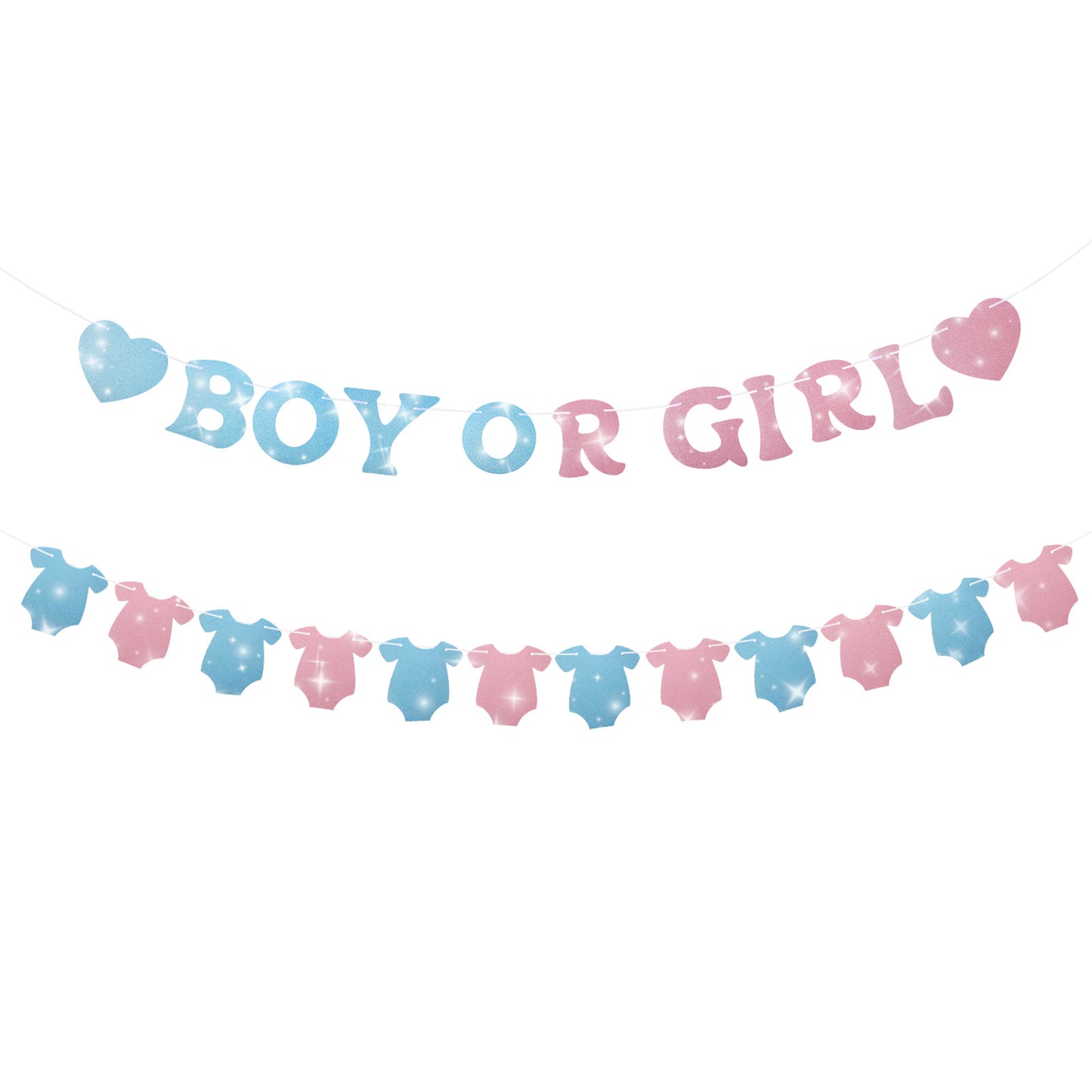 Boy or Girl Banner Gender Reveal Decorations, He or She Baby Gender Sign for Party Decorations, Pre-Strung Cute Sign for Baby Shower Photo Backdrop Props Supplies