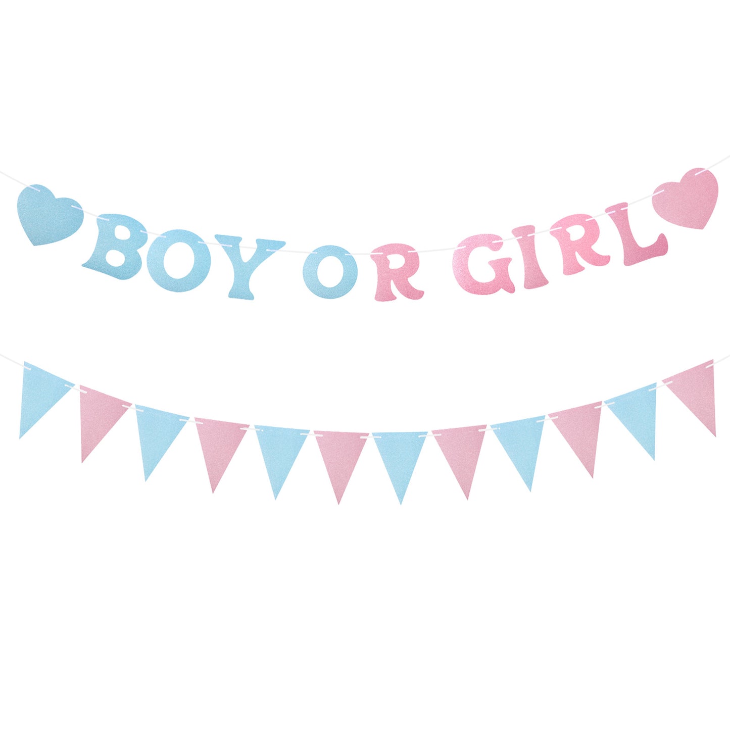 Boy or Girl Banner Gender Reveal Decorations, He or She Baby Gender Sign for Party Decorations, Pre-Strung Cute Sign for Baby Shower Photo Backdrop Props Supplies