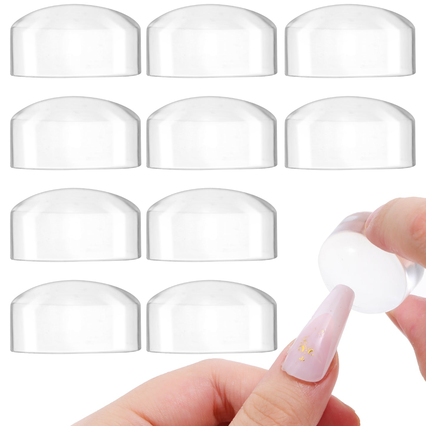 10Pcs French Nail Stamper Head, Clear Silicone Nail Stamper Heads, Nails Stampers Replacement Heads Stamping Tool for Nails Art(1.1in, Only Head)