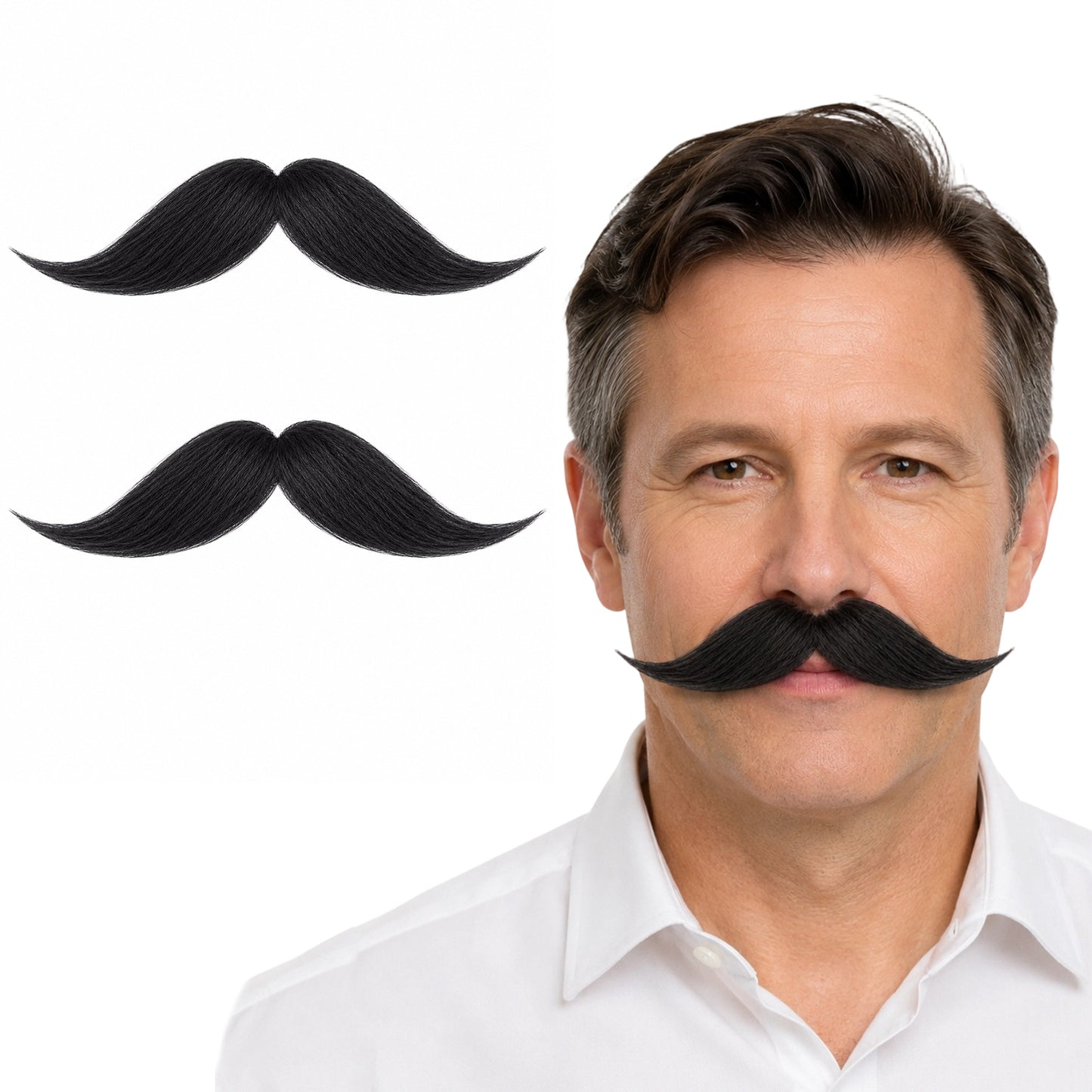 Classic Fake Mustaches,Realistic Mustache,Self Adhesive Fake Facial Hair for Cosplay Costumes and Halloween Parties (Brown)