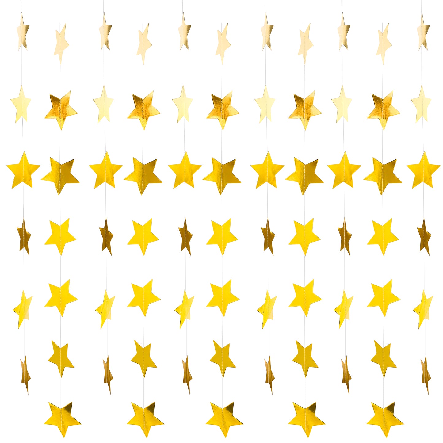 65 Feet Gold Star Streamers Glitter Star Banner Garland Double Side Twinkle Paper Star Streamers Backdrop for Wedding Engagement Classroom Party Birthday Festival Home Ceiling Decor