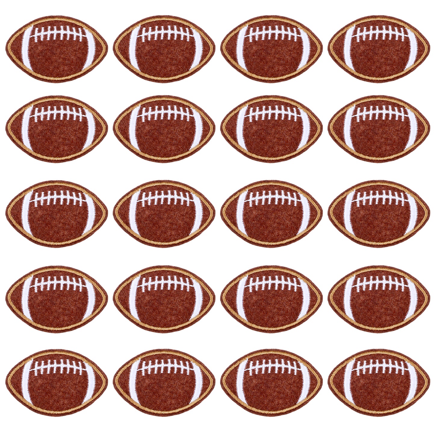 Yolev 20pcs Football Patches, Rugby Embroidered Iron on and Sew on Patches Gold Edges Applique Football Sports Embroidery for Bags, Jackets, Jeans, Clothes DIY Patches