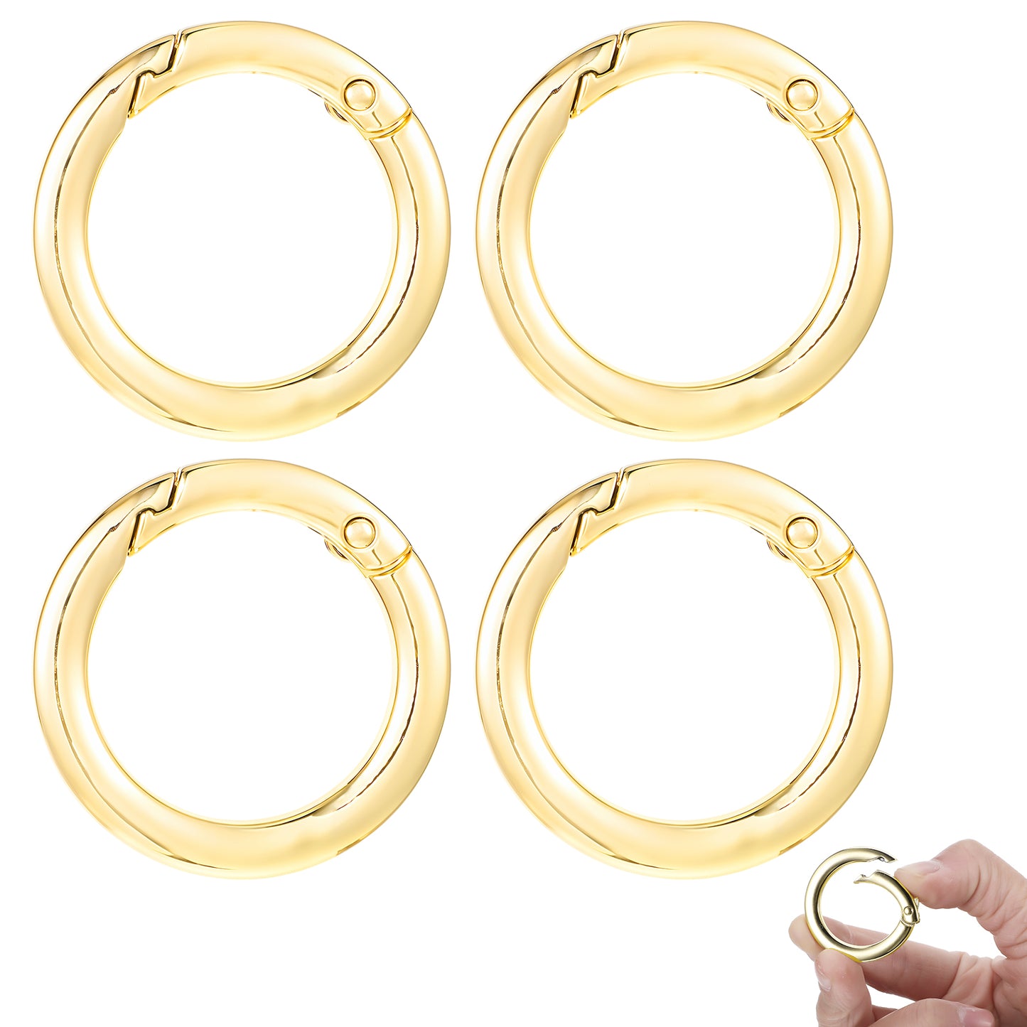 Tucnoeu 2 Pcs O Ring for Purse Strap, 1 Inch Spring Rings for Handbag & Keys, Durable Zinc Alloy Metal, Gold(Gold)
