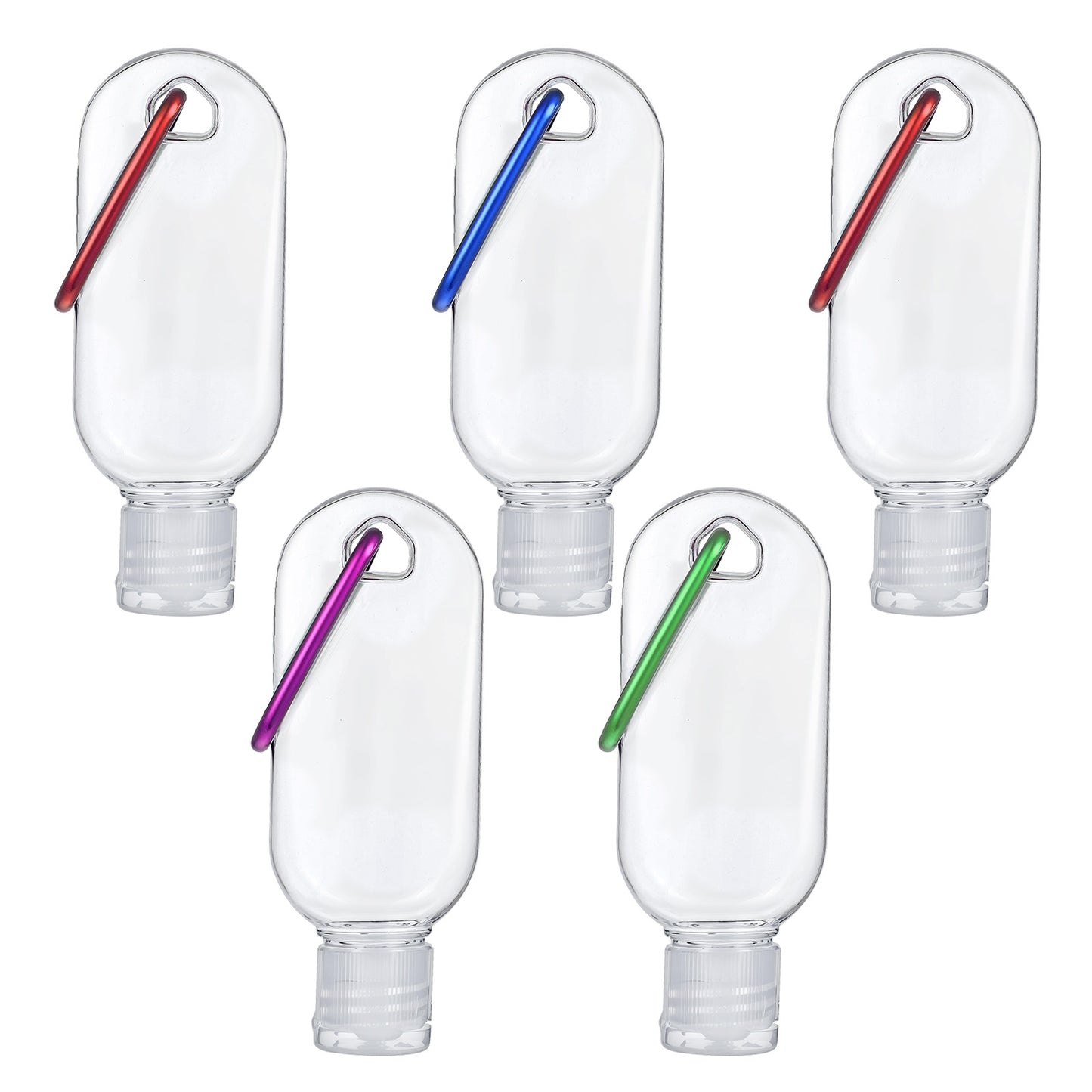 Hand Keychain 5 Pcs Travel Bottles with Keychain,1.7oz (50ml) Portable Plastic Leakproof Squeeze Bottles Kits with Flip Cap for Home Office Outdoor