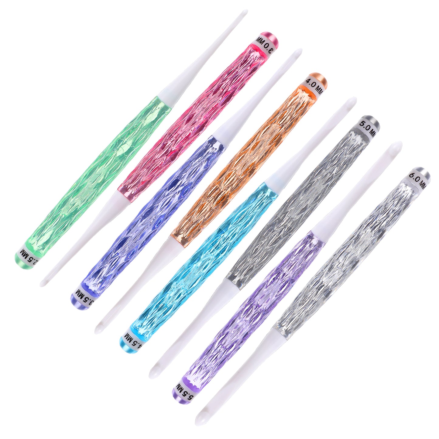 8Pcs Inline Crochet Hooks Colorful Plastic Crochet Hooks Ergonomic Crochet Hook Grip for Arthritic Hands Crocheting Yarn Craft Projects (2.5mm-6mm)