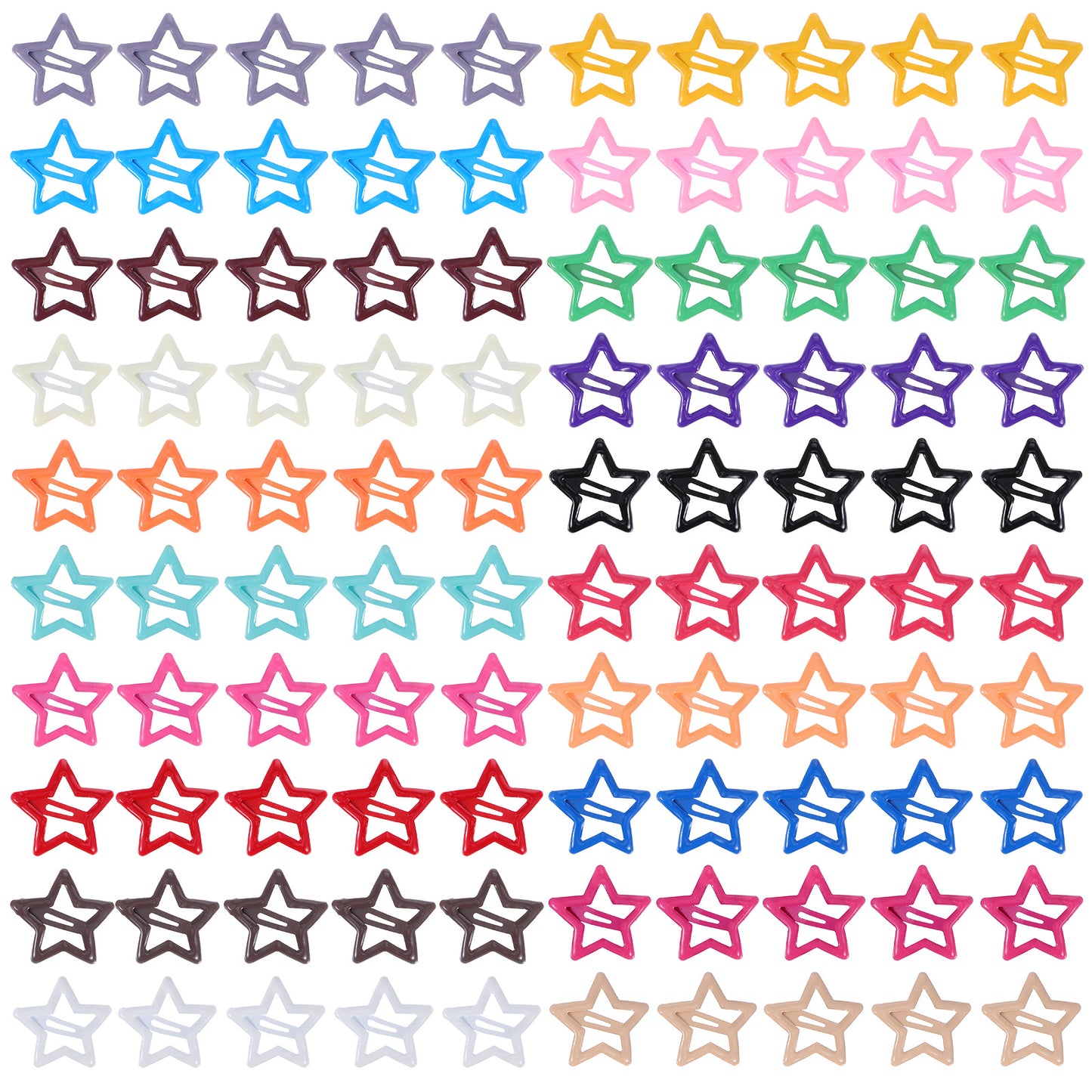 100pcs Star Clips Hair Snap Star Barrettes 20 Candy Colors Y2k Hair Clips, Dopamine Mixed Color Cute Five-Stars Clip for Crushing Hairs Fringe Side