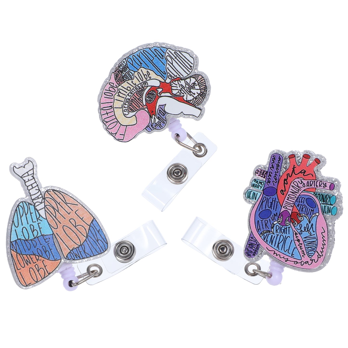 Lusofie 3 Pcs Nurse Badge Reel with Badge Clip Retractable Cardiac Badge Reel Cute Badge Holder for Medical Worker Nursing Student Badge Reel Hospital Office Accessories