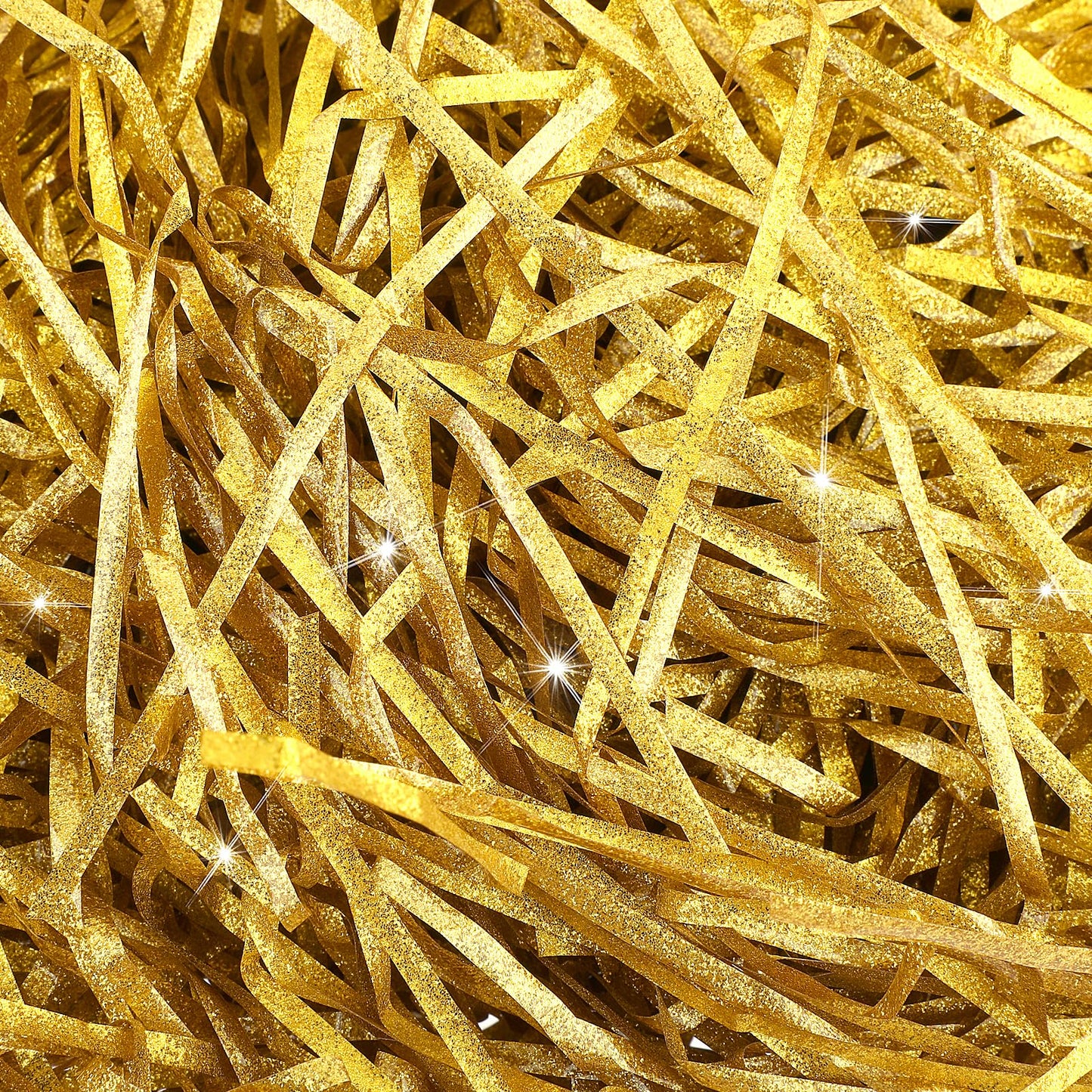 100g Gold Shredded Tissue Paper Glitter Raffia Crinkle Cut Paper Shred Filler Gift Filler Paper Crinkle Paper for Gift Box Gift Hamper Basket Filler Raffia Ribbon Stuffing for Boxes Packaging