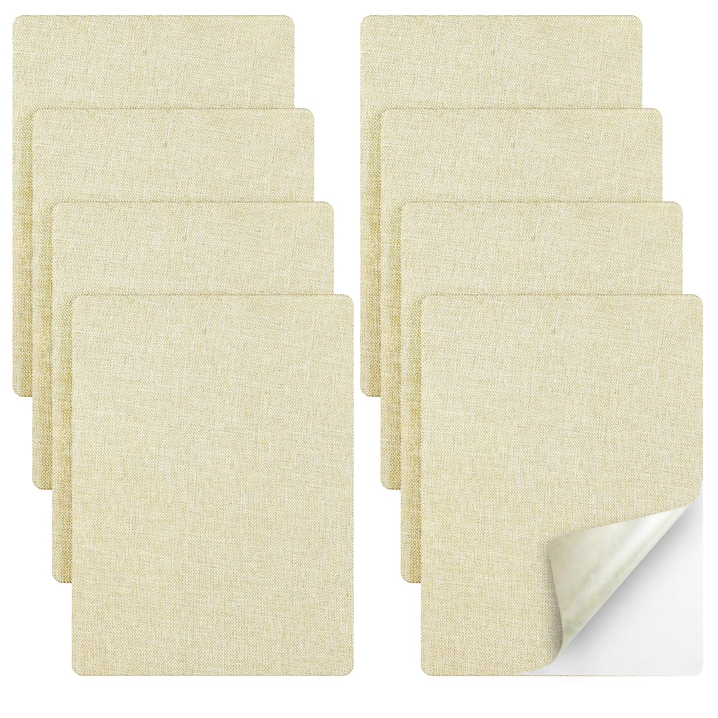 8Pcs Fabric Repair Patch Linen Self Adhesive Fabric Repair Tape 7.8 X 5.9 Inch Leather Repair Patch Car Seat Repair Kit Fabric for Upholstery,Furniture,Car Seats,Chair,Sofa,Clothing,Crafts(Beige)