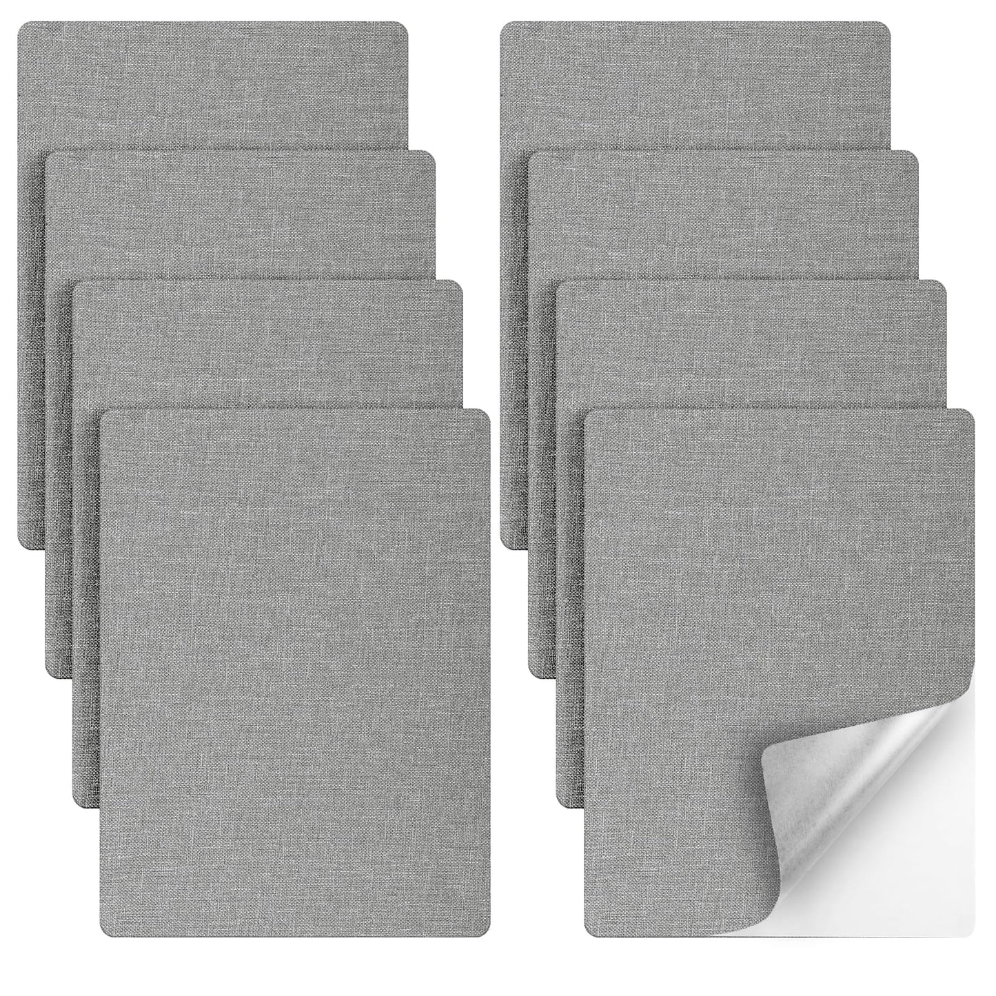 8Pcs Fabric Repair Patch Linen Self Adhesive Fabric Repair Tape 8 X 6 Inch Leather Repair Patch Car Seat Repair Kit Fabric for Upholstery,Furniture,Car Seats,Chair,Sofa,Clothing,Crafts(Dark Grey)