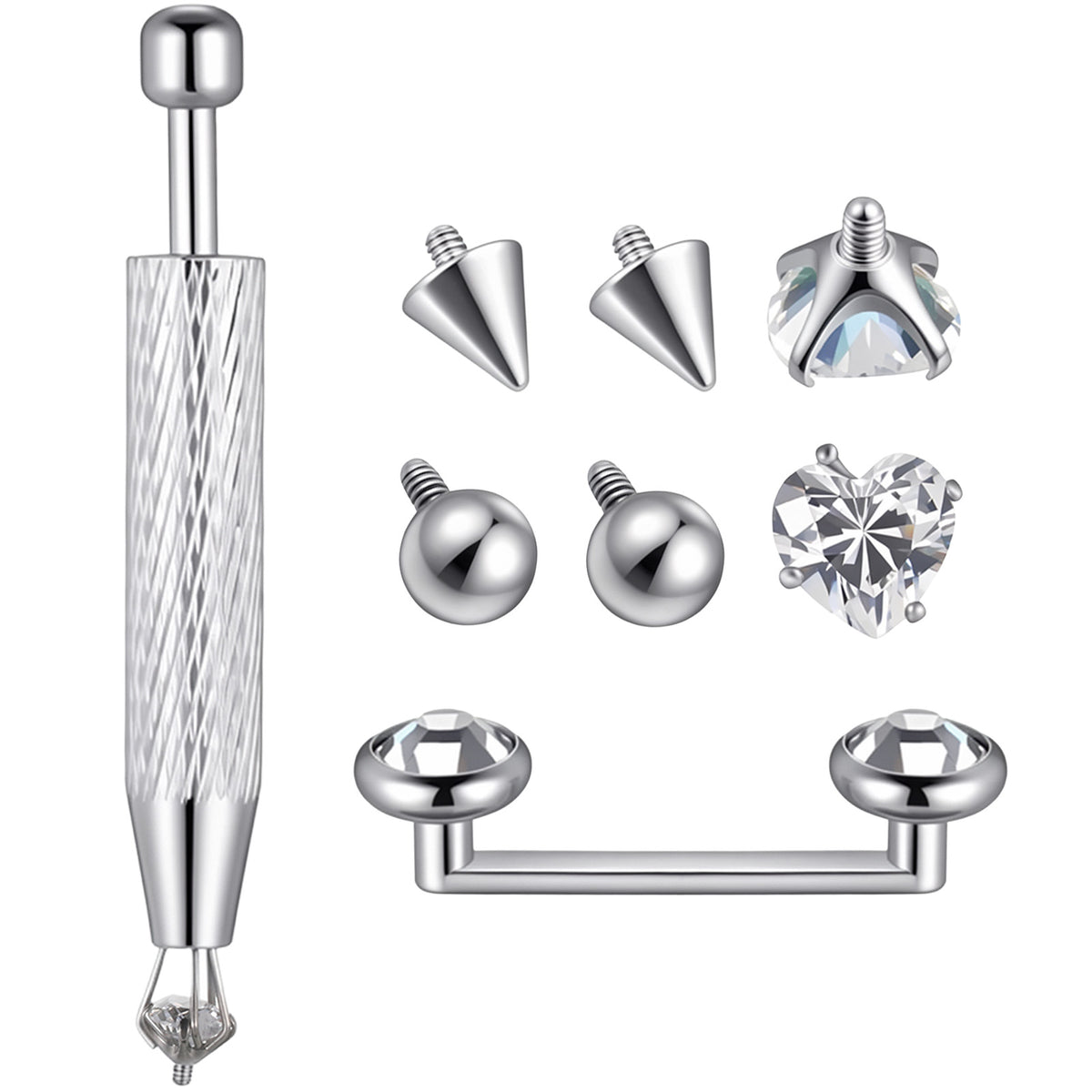 14G Titanium Surface Staple Piercing Jewelry with 3 Pairs Replacement Balls