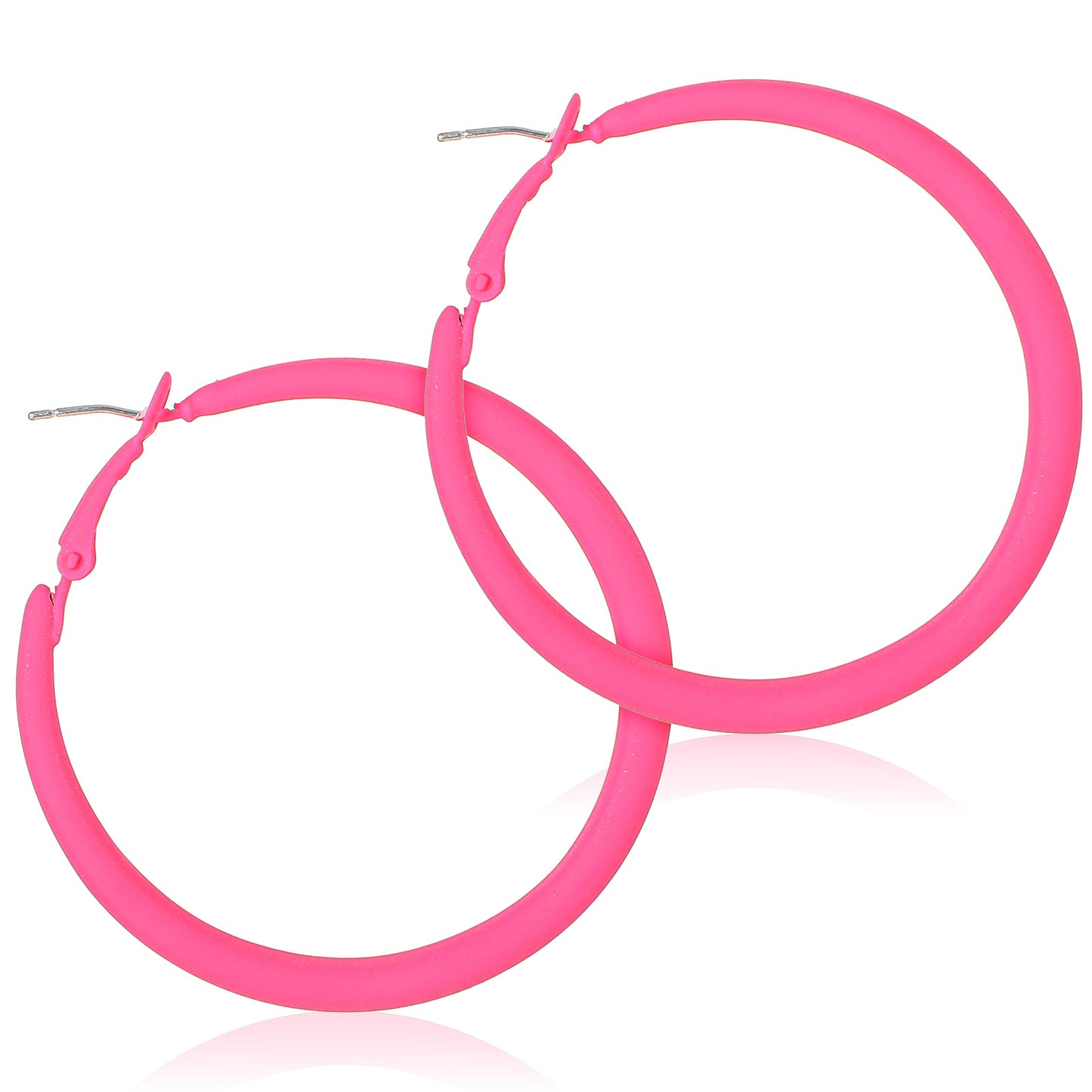 Neon Hoop Earrings for Women Big Hoops Retro 80s 90s earrings for women for Halloween Glow Party Outfits Y2k Jewelry Accessories (Hot Pink)