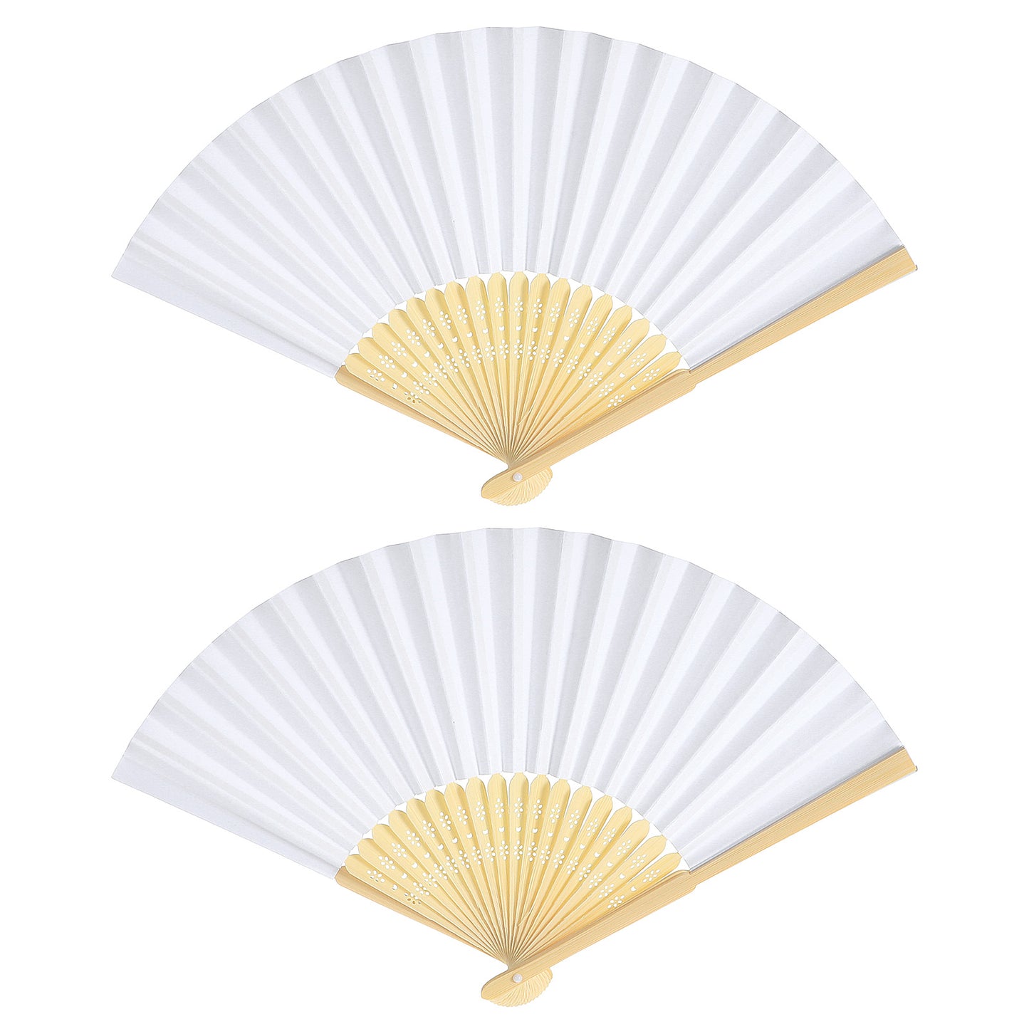 Lusofie 4 Pack Hand Fan Folding Paper Fans Chinese and Japanese Style White Folding Fan for DIY, Weddings, Dancing, Parties and Decorations