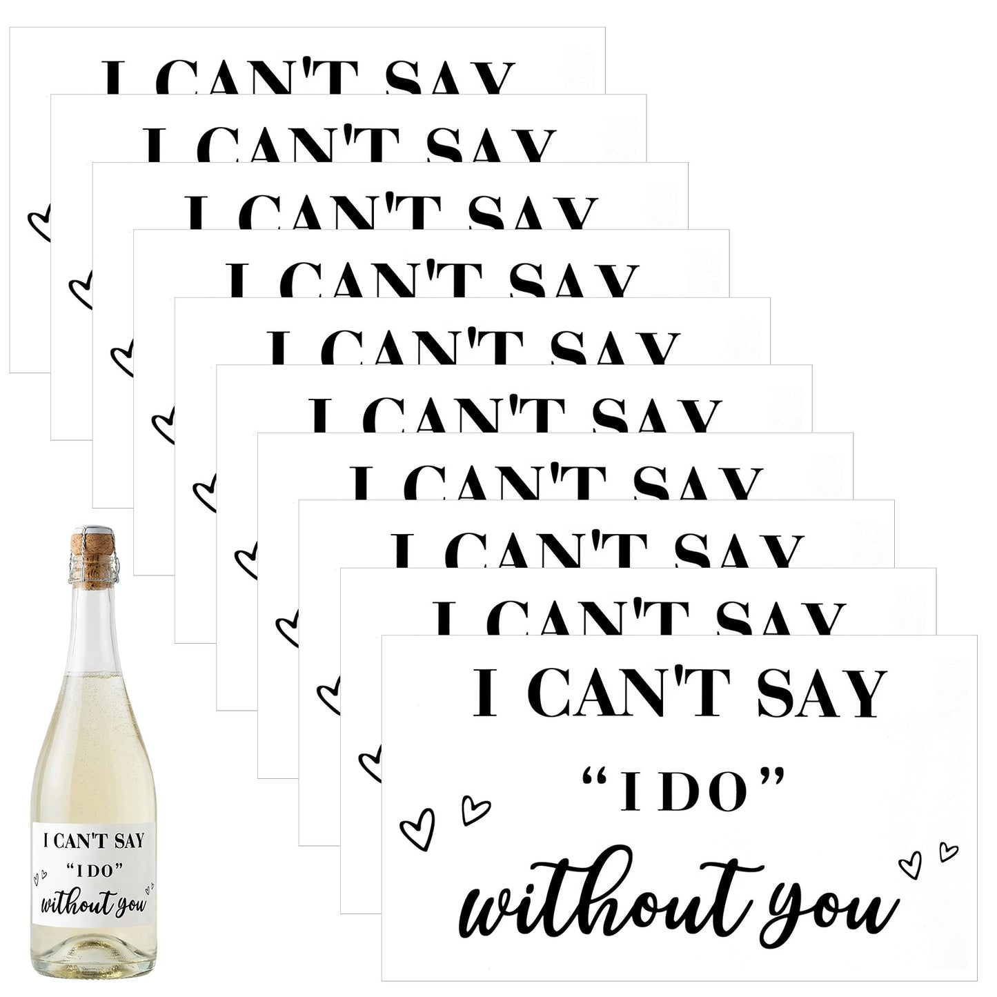 10 Pcs Bridesmaid Proposal Stickers I Can't Say I Do Without You Stickers Mini Champagne Bottle Labels, Minimalist Wedding Decals for Bridal Shower Bachelorette Party Supplies Decorations