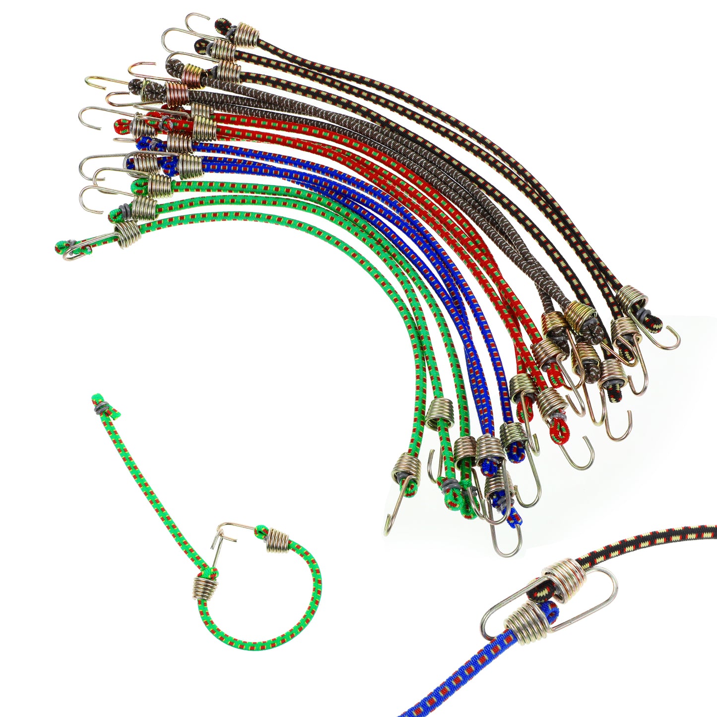 Small Bungee Cords with Hooks 15 Pack, 10.2" Adjustable Bungee Cords, Mini Bungee Cords for Luggage Roof Rack Outdoor Tent Tarp Bike Car RV Camping Tool Cargo Accessory