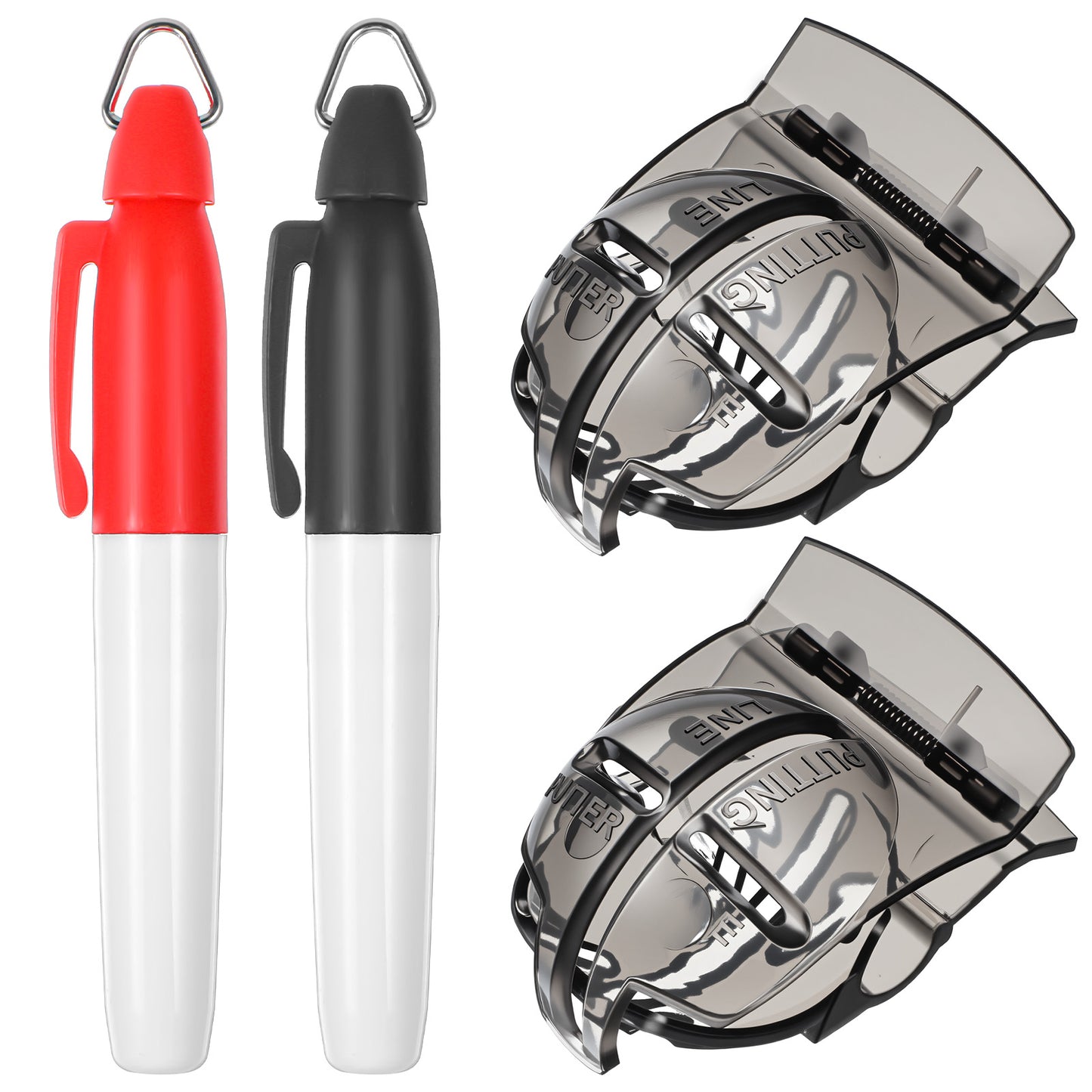 Neyauo 4 Pack Golf Ball Line Marker Tool with 2 Pcs Golf Ball Alignment Marking Putting Tool and 2 Pcs Color Marker Pen Triple Track Putter Stencil Accessories