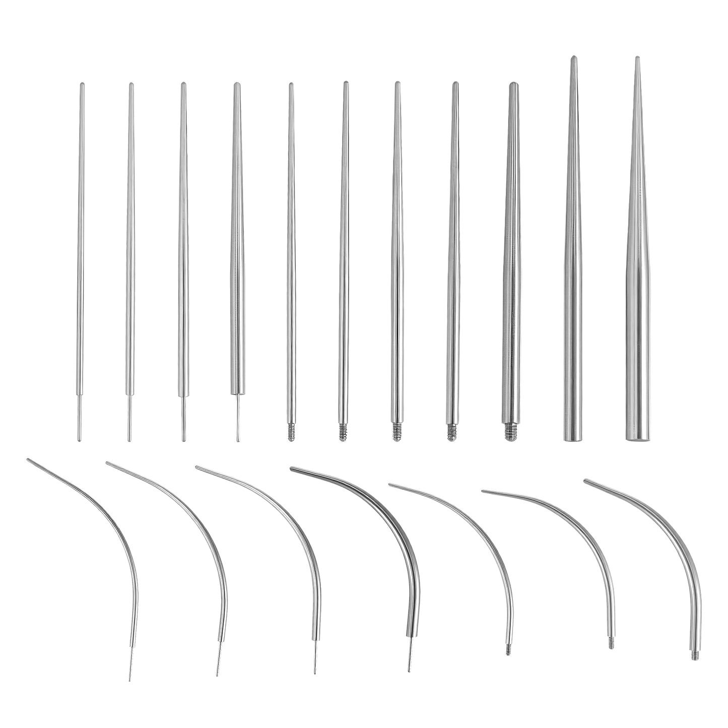 Josojoou 18Pcs Piercing Taper Insertion Tool 14G 16G 18G Piercing Jewelry Cartilage Earring Applicator Tool Stainless Steel Straight&Curved Needles Insertion Pin for Nose Studs Lip Rings Earring
