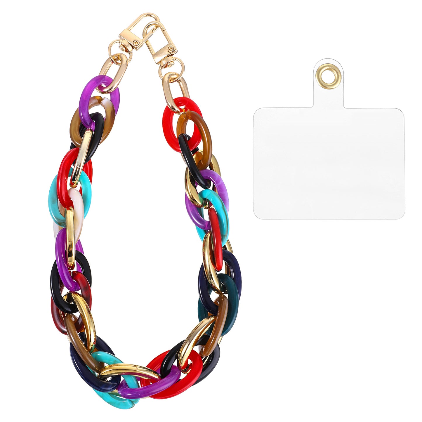 Yolev Phone Chain Wristlet Acrylic Phone Wrist Strap Detachable Phone Charms Wrist Strap with Tether Tab Chain for Phones Case Women (Colorful)