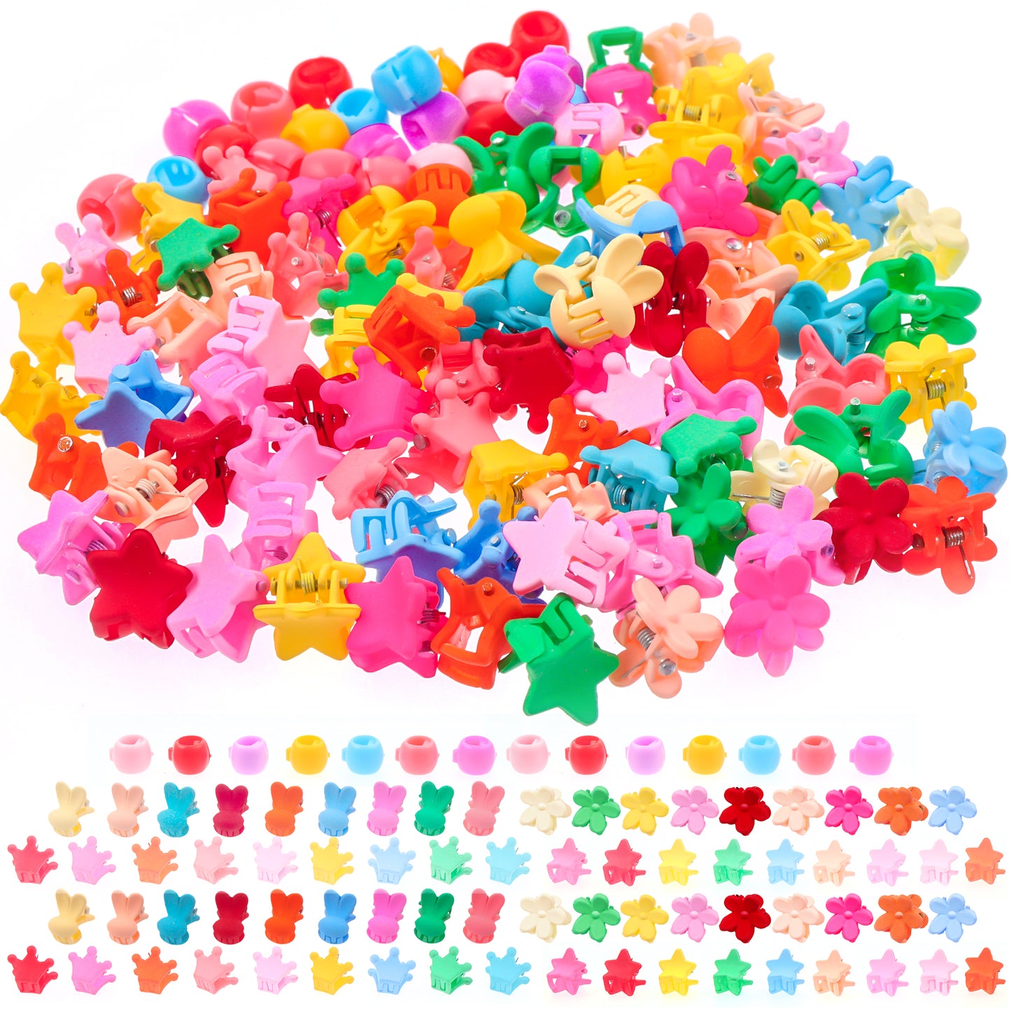 100PCS Baby Girls Hair Claw Clips Various Shapestiny Cute Small Hair Accessories For Kids Toddlers Girls Hair Tiny Clips Pins Clamps Flower Hair Decorations For Thick Hair