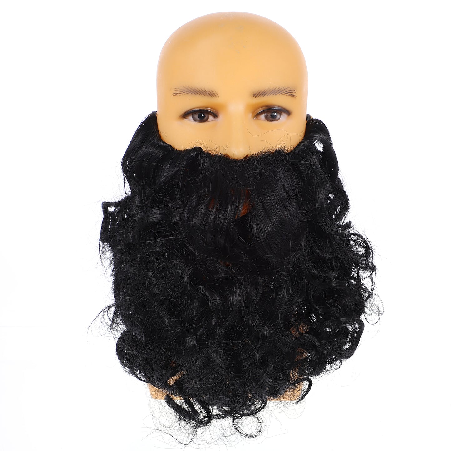 Curly Wizard Beard Realistic Fake Beard Costume Fake Mustache For Halloween(Black)