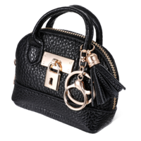 Mini Tote Bag Keychain Coin Purse PU Leather Mini Purse Keychain Cute Keychain Wallet Keychain Pouch Mini Makeup Bag (Black)