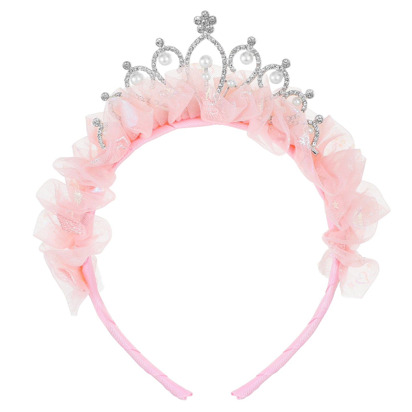 Lusofie Crown Headband 1Pcs Princess Tiara Glitter Toddler Headband Princess Crown for Birthday Party Fairy Costume Hair Accessories (Pink)