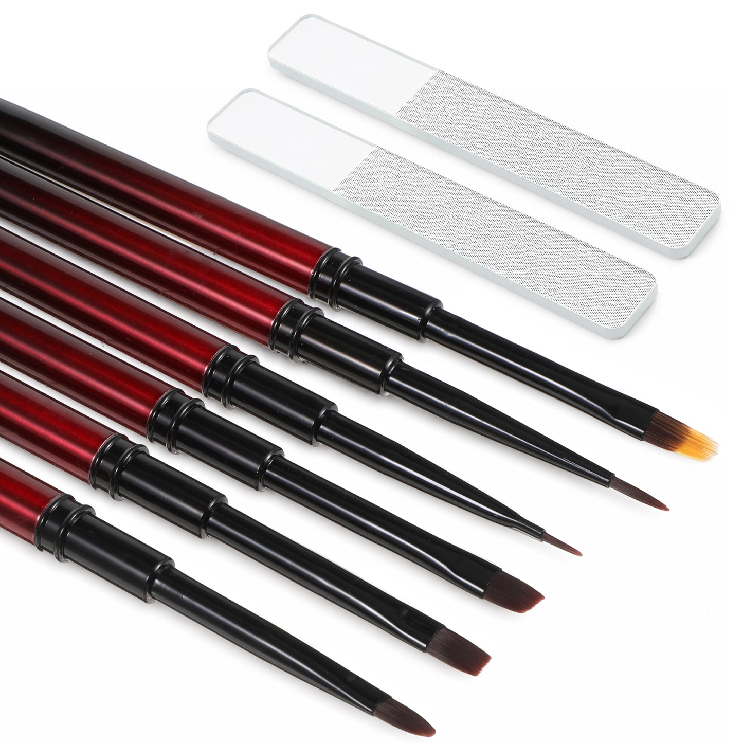 6Pcs Nail Art Brushes & 2Pcs Nano Nails File Nail Art Tools Nails Brush Set