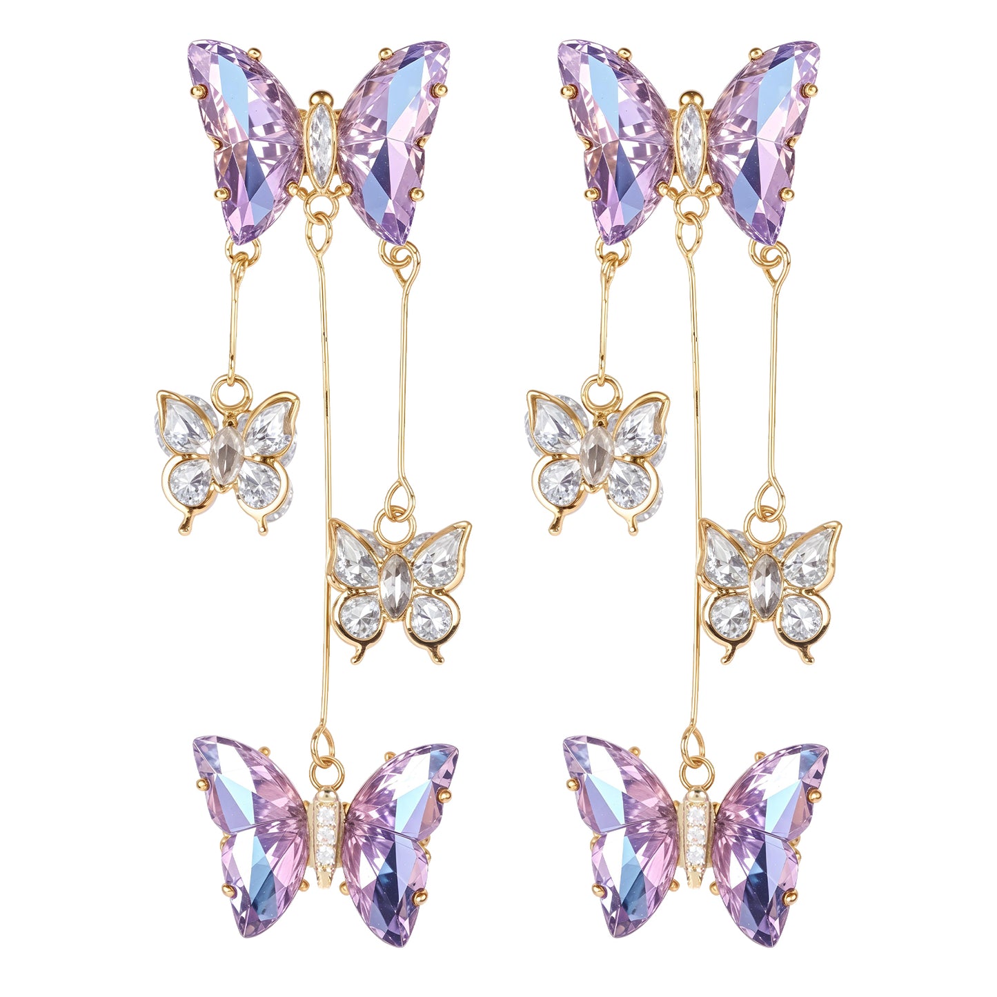 Purple Butterfly Earrings,Brilliant Butterfly Earrings for Women With Long Tassel,Purple Dangle Earrings for Women,Butterfly Dangle Earrings for Women Suitable for Dress,Jumpers, Dresses