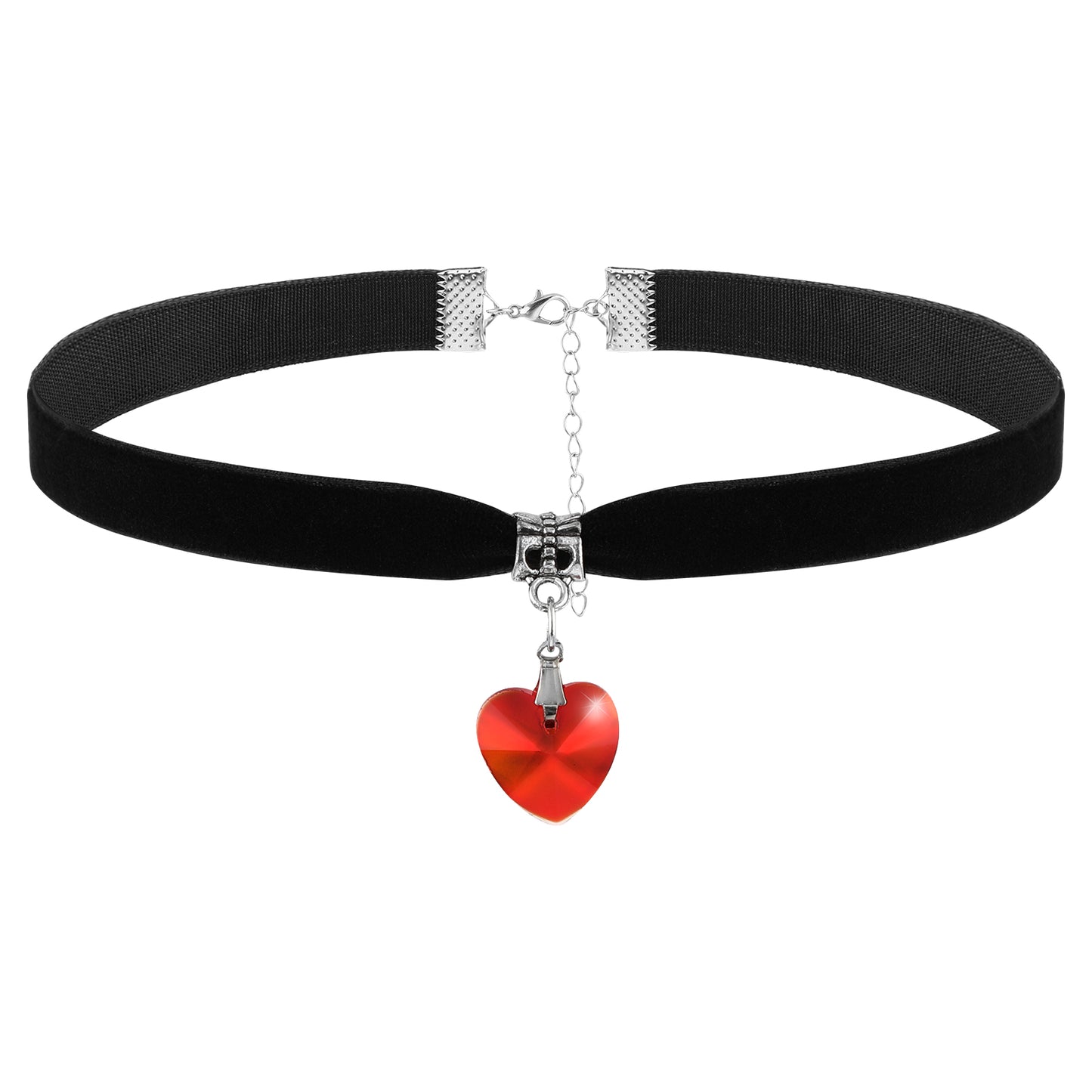 Yolev Vintage Black Choker Necklace for Women, Velvet Drip oil Red Heart Black Choker, Valentines Day Halloween Cosplay Party Jewelry, Adjustable Length from 10-14 Inches(red)