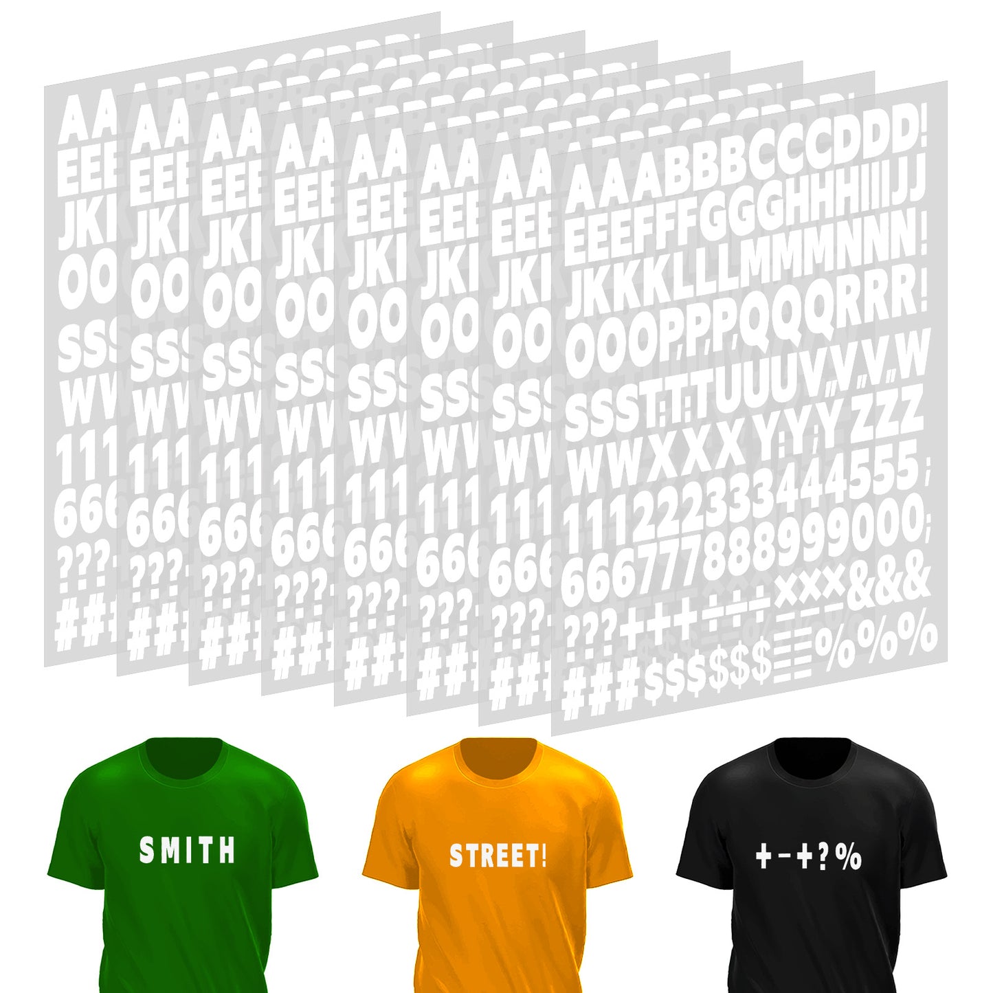 8 Sheets 1328pcs Iron-on Vinyl White alphanumeric